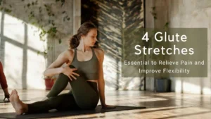 4 effective glute stretches to relieve pain and improve flexibility – A woman practicing seated spinal twist yoga pose for hip and lower back relief