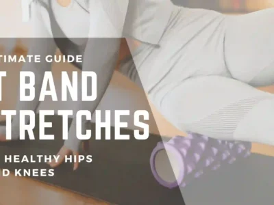 Ultimate guide to IT band stretches for healthy hips and knees. Woman using a foam roller on her iliotibial band to improve flexibility and reduce tightness