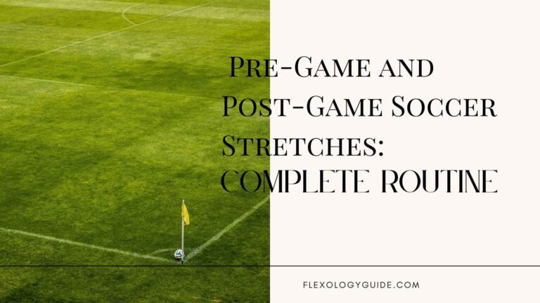 pre and post-game soccer stretches on the field, targeting flexibility, performance, and recovery for soccer players.