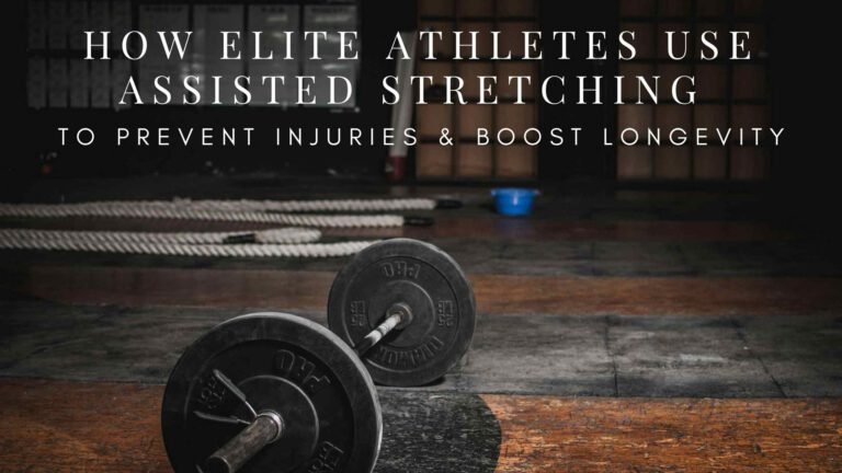 Professional athlete receiving one-on-one assisted stretching from a trained practitioner on a padded table—highlighting performance recovery, flexibility, and injury prevention in elite sports.