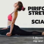 Person lying on a yoga mat in the figure-4 stretch position, with one ankle crossed over the opposite knee and hands pulling the leg toward the chest—demonstrating a gentle piriformis stretch to relieve sciatic nerve pain and hip tightness.