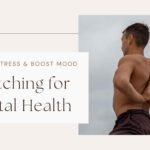 Person sitting cross-legged on a yoga mat in a peaceful room, gently stretching with eyes closed and soft lighting, representing the calming and mindful benefits of stretching for mental health and emotional balance.